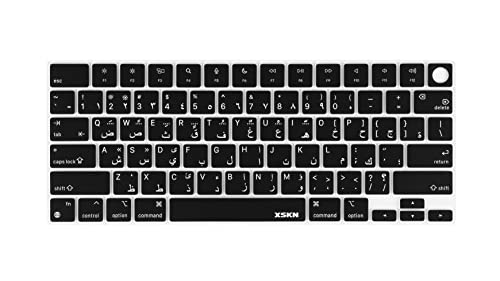 XSKN Arabic Black US Version Silicone Keyboard Cover Skin for 2021 Released MacBook Pro 14 inch A2442 MacBook Pro 16 inch A2485 with ( M1 Pro / Max chip ) Liquid Retina XDR Display Touch ID (K-395)