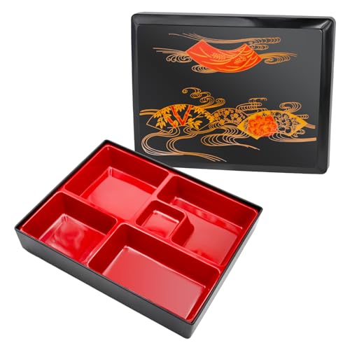 UOIENRT Japanese Bento Box with Lid, Japanese Sushi Tray Lunch Box Plastic Snack Serving Tray Traditional Bento Box (Large)