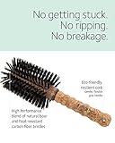 Ibiza Hair Round Boar Bristle Brush (EX5-80mm) | Lightweight with Reinforced Bristles & Cork Handle | Ideal for Loose Curls & Big Volume | Adds Texture & Shine for Medium to Long Styles