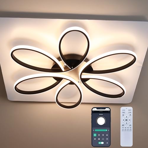 LOFAHS Modern LED Ceiling Light Fixture with Remote Control Lamp Dimmable Ceiling Chandelier for Living Room Dinning Room Bedroom Kitchen Home Lighting (23 inch/60CM 70W)