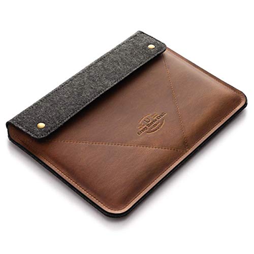 Genuine Italian Leather Case for MacBook Pro 13/14 / 15/16 inch, 100% Wool Felt Handmade Unique Vintage Laptop Cover Top Quality Secure MB Air 13 Sleeve M1 M2 bag Engraved Gift, Crazy Horse Craft