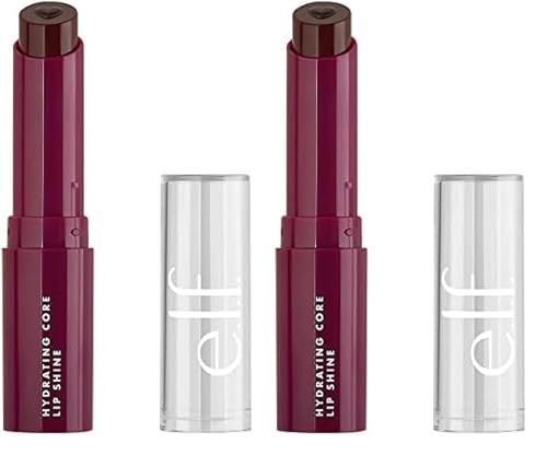 e.l.f. Hydrating Core Lip Shine, Conditioning & Nourishing Lip Balm, Sheer Color Tinted Chapstick, Ecstatic, 0.09 Oz (Pack of 2)