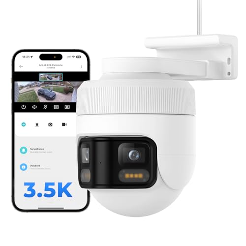 IMILAB EC6 Panorama 3.5K WiFi Plug-in Spotlight Camera: 180° Utra Widely View w/344° Rotatable Dual-Lens Security Camera Outdoor, 6MP Clarity Surveillance Cam, Motion Detection, Color Night Vision