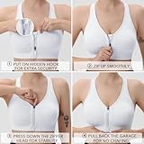 Evercute Women's Zip Front Sports Bras Wireless Padded Racerback Medium Support Post-Surgery Bra Yoga Exercise Athletic Bras