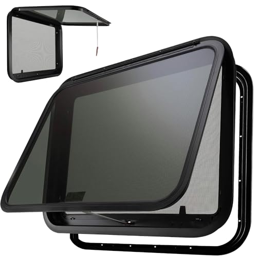 PROFLEX Heavy Duty RV Exit Window 30” W X 22” H – Ultra Thick Tempered Glass Camper Emergency Window with Trim Kit for 1-3/4’’ Wall Thickness – Easy Installation, DOT Certified and Safe Exit