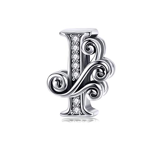 925 Sterling Silver Letter I Charms for Pandora Bracelets Alphabet Initial Beads Jewelry Gift for Women