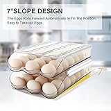 MesRosa Large Capacity Egg Holder,Automatically Rolling Egg Storage Container for Refrigerator,Egg Organizer for Fridge with Lid,Clear Plastic Egg Dispenser,Egg Tray & Box -3 Layer