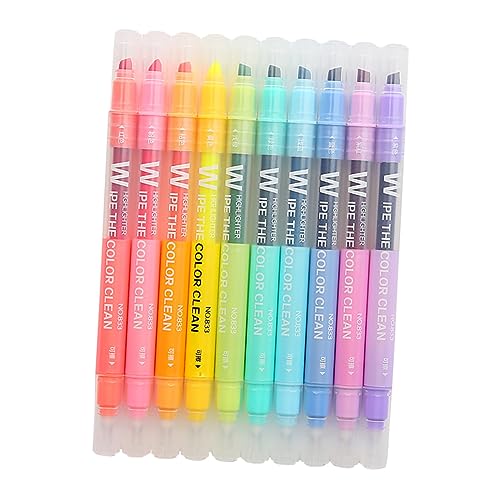 MAGICLULU 10pcs Erasable Highlighter Pens - Double-Ended Chisel Tip, Colorful, Vibrant Japanese Design