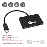 SIIG 4 Port DisplayPort to DisplayPort MST Hub 4K UHD - 1x4 DP to DP Muti Monitor Splitter - Multi-Stream Transport (MST) Technology - Ultra HD Up to 3840x2160 @30Hz (4K), Mirror, Extended, Video Wall