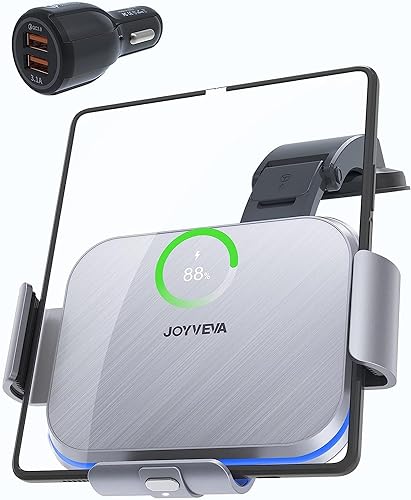 JOYVEVA Dual Coil Wireless Car Charger for Galaxy Z Fold 6/5/4/3/2/mate xt,Fast Charging Phone Holder for Galaxy Z Fold 2, Landscape Mobile Phone Mount for Galaxy Z Fold (Not Fit Pixel Fold)