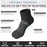 VWELL Toe Socks for Men and Women COOLMAX Five Finger Socks Athletic Running Socks Quarter Ankle Toe Socks (3Pairs)