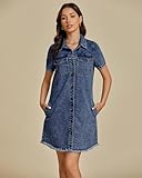 luvamia Casual Dresses for Women Denim Spring Ladies Casual Denim Dresses Spring Reef Blue Size X-Large US Size 16 to 18