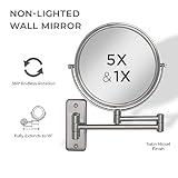 Zadro Two Sided Dual Arm Wall Mount Mirror, Satin Nickel, 5X-1X