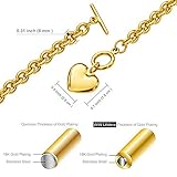 W/W Lifetime Heart Chain Necklace + Heart Bracelet for Women Hearts Pendant Toggle Charm Jewelry Set Stainless Steel 18K Gold