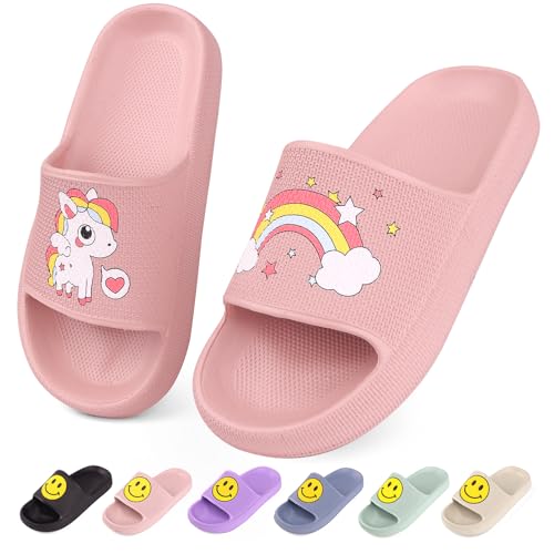 LIZICU Kids Unicorn Cloud Slides丨Pillow Sandals for Boys Girls丨Quick Drying Bathroom Shower Sandals丨Summer Beach Pool Slippers| Thick Sole Non-Slip Unicorn Pink 1 Little Kid
