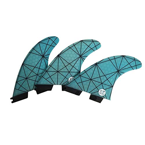 TOPWAYS Fiberglass Reinforced Surfboard 3 Fins Thruster (Double Tabs II G5/G7 Style), Surfboard Tri Fin Thruster Set Choose Color and Size (Blue, G5)