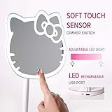 Impressions Vanity Hello Kitty Tabletop Mount LED Rechargeable Makeup Mirror with 360 Degree Rotation, Touch Sensor Desk Mirror with Light Strip and Adjustable Brightness