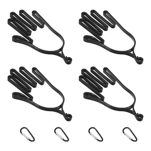 PATIKIL Golf Gloves Stretcher, 4 Pack Plastic Keeper Support Rack Holder Dryer Hanger Frame with Hanging Hooks for Sports Gloves Maintenance, Black