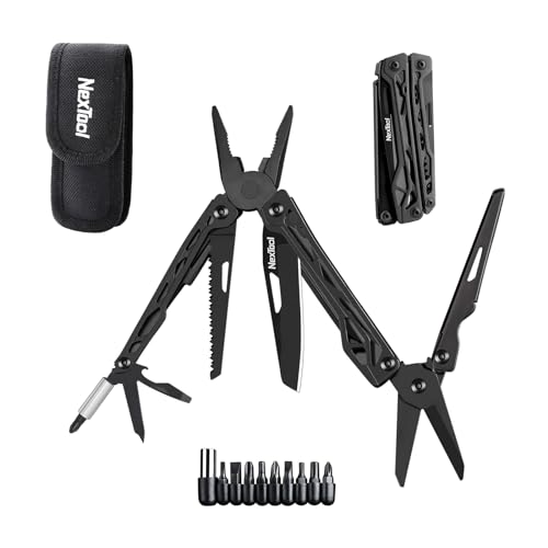 NexTool Multitool, 11 in 1 Multi Tool with Needle Nose Pliers, Scissors and Screwdriver Bits, Stainless Steel Multi Tool Pocket Knife with Safety Locking for Camping,Fishing,Hiking, Mens Gifts Unique