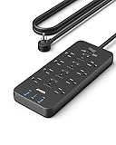 Anker Surge Protector Power Strip (2100J), 12 Outlets with 1 USB-C/2 USB-A Ports for iPhone 16/16 Plus/16 Pro/16 Pro Max, 5ft Extension Cord, Flat Plug, 20W USB-C Charging for Home, Office,TUV Listed