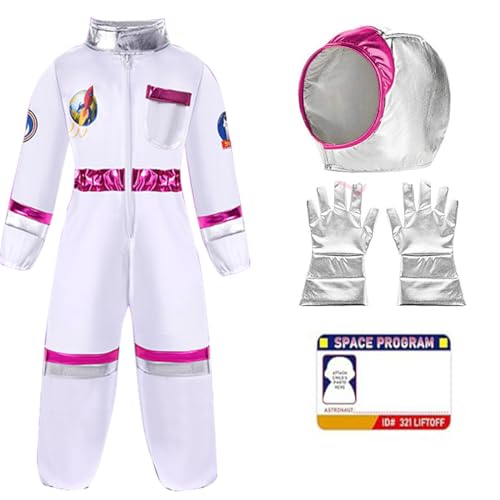 Leunsyoukin Kids Astronaut Costume with Cap Gloves,NASA Space Suit for Boys,Girls Astronaut Outfit Halloween Dress Up