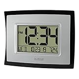 La Crosse Technology WT-8002U Digital Wall Clock, Silver, Black