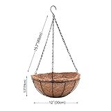 EIMQUVW 4 Pack Hanging Planter Basket Outdoor Large Hanging Flower Pots Indoor 12 inch with Coco Coir Liner Round Wire Plant Holder Chain Hanging Basket Garden for Home Decor Balcony Office1