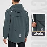 BALEAF Men's Rain Jacket Waterproof Running Cycling Windbreaker Golf Hiking Gear Hood Raincoat Packable Reflective Grey XXL