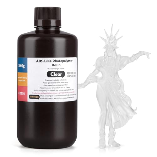 ELEGOO ABS-Like 3D Printer Resin LCD UV-Curing Resin 405nm Standard Photopolymer Resin for LCD 3D Printing Clear 1000g