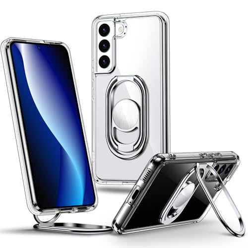 Shields Up for Samsung Galaxy S21 Case with Stand, Galaxy S21 Case Clear with Double Ring Holder [Adjustable & Foldable] Shockproof Protective Cover for Samsung Galaxy S21 - Clear