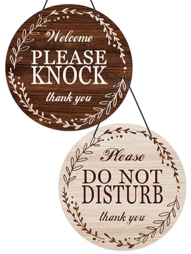 Putuo Decor Welcome Please Knock Do Not Disturb Door Hanger, PVC Round In A Meeting Sign For Office Door, In Session Sign For Therapists Office Clinic Treatment Double Sided Plaque 9 In