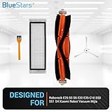 BlueStars Replacement Accessories Kit for Roborock E25, S4, S5, S6, S50, S51, E4, E20, E35, C10 & Xiaomi Mijia Robot Vacuums – Includes 2 Roller Brushes, 4 Side Brushes, 4 Filters, Sweeping Brush