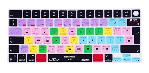XSKN Final Cut Pro Shortcuts EU UK Version Keyboard Silicone Skin Cover Fits for Apple Since 2021 Released MacBook Air MacBook Pro 13.6 15.3 14.2 16.2 Inch with M1 M2 M3 M4 Chip and Touch ID