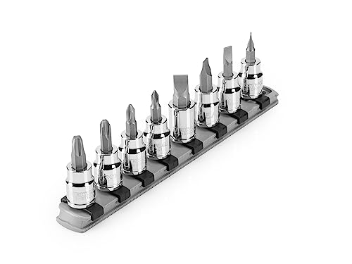 TEKTON 3/8 Inch Drive Phillips/Slotted Bit Socket Set with Rail, 8-Piece (#1-#4, 3/16-3/8 in.) | SHB91109