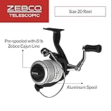 Zebco 33 Spinning Reel and Telescopic Fishing Rod Combo, Extendable 20-Inch to 6-Foot Fiberglass Fishing Pole, EVA Rod Handle, Size 20 Reel, Aluminum Spool, QuickSet Anti-Reverse, Silver/Black