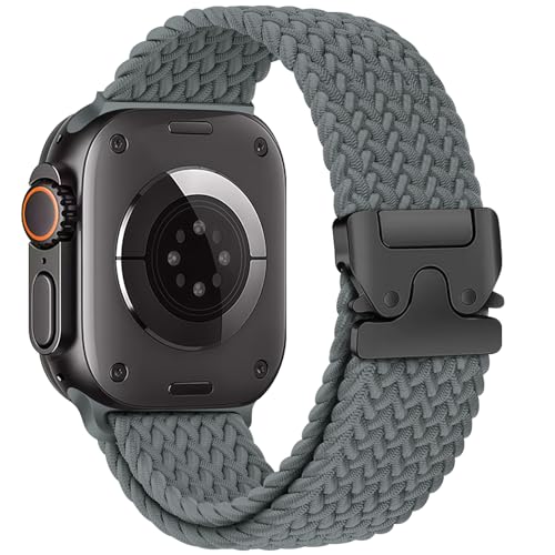 Braided Solo Loop for Apple Watch Ultra/2 Bands 49mm 46mm 45mm 44mm 42mm Men/Women,Parachute Buckle Stretchy Elastic Nylon Sport Strap Wristband for iWatch Bands Series 10 9 8 7 6 5 4 3 SE/2