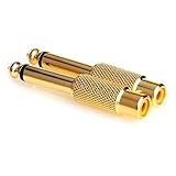 NANYI 1/4 to RCA, RCA to 1/4 Adapter RCA Female to 6.35mm 1/4 inch Male Mono TS Interconnect Audio Adapter Conversion Plug Adaptor Gold Plated-4 Pack