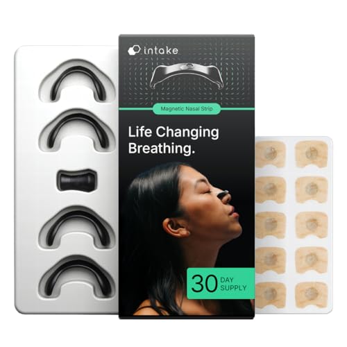 Intake Breathing Nasal Strip Starter Kit (30 Count, Black) - Boost Oxygen Intake, Reduce Snoring, Improve Sleep Quality - Sweat Resistant, Skin Safe Nasal Strips - Extra Strength Snoring Solution