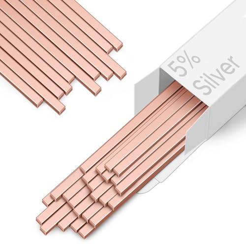 DEXLALA 60 Sticks Brazing Rods, BCuP-3 5% Silver Solder Copper Phosphor Welding Rods Industry Grade 0.050"x1/8"x10" for Air Conditioning, Refrigerator, Cold Storage, HVAC Units