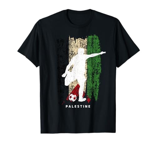 Palestine Flag T-Shirt Soccer Player Silhouette T-Shirt