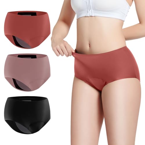 Carer Leak Proof Underwear for Women Washable Incontinence Underwear for Women 150ml Super Absorbent Bladder Leak Panties for Incontinence Postpartum Bladder Leakage Protective Panties 3 PCS, 2X-Large