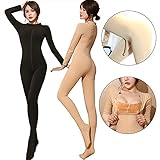 LESOYA Women Men Plus Size 500D Velvet Full Bodystocking Long Sleeve Bodysuit Catsuit Jumpsuit Warm Tights