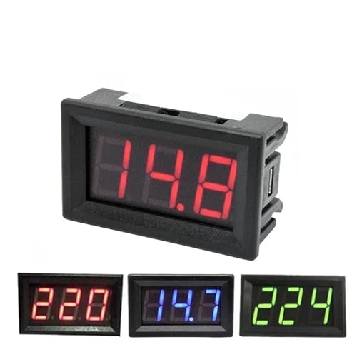 JDIME 0.56'' Digital LED Display Voltage Meter AC 30-500V AC 0-600V Voltmeter Calibrate Reading DC 3.5-30V DC 0-100V Red Green Blue(DC 0-100V,Green LED)