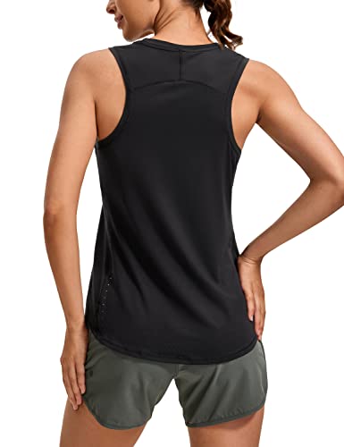CRZ YOGA Lightweight Racerback Tank Tops for Women High Neck Workout Athletic Running Sleeveless Shirts Black Small