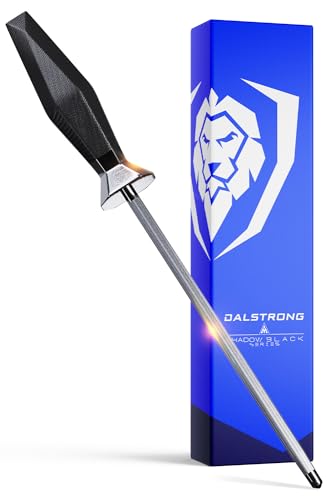 Dalstrong Honing Rod Steel - 9 inch - Shadow Black Series - Black Titanium Nitride Coated - High Carbon 7CR17MOV-X Vacuum Treated Steel - Scratch Free - Kitchen Knife Sharpener Polish - NSF Certified