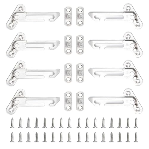 8 PCS Stainless Steel Casement Stopper Window Limiter with Screws, Stopper Sliding Window Child Safety Lock for Home,School, (4 x Left Open + 4 x Right Open)