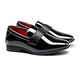 Bruno Marc Boys Dress Shoes Slip-on Loafers Formal Tuxedo Shoes,Size 13 Little Kid,Bright Black,SBLS2340K