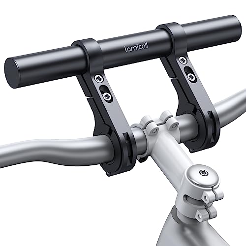 Lamicall Bike Handlebar Extender - 7.9" Long Aluminum Alloy Handlebar Extension with Two Mounting Clamp Bracket, for Bicycle and Motorcycle Handlebars with Diameter of 0.875" to 1.34"