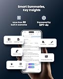 AI Voice Recorder, Free Transcribe & Summarize AI Audio Recorder, Support 121 Languages, 64GB Memory, Wireless Charging, App/Web Control, Digital Recorder for Lectures, Meetings, Calls, Black