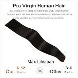 SUYYA Invisible Tape in Hair Extensions Human Hair Natural Black Seamless Injected Hand-Tied Pro Quality Virgin Human Hair 20PCS 40G/Pack Straight Tape Ins(14 inch #1B Off Black)